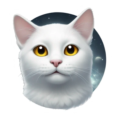 White cat and moon sticker
