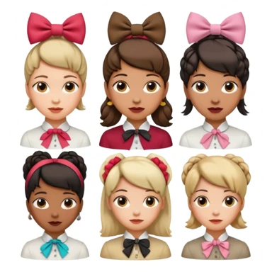 women with neckBow, different hairs. sticker