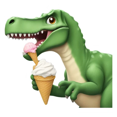 Dinosaur eating ice cream sticker