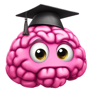 pink brain in a pink graduation hat, do not put face on brain sticker