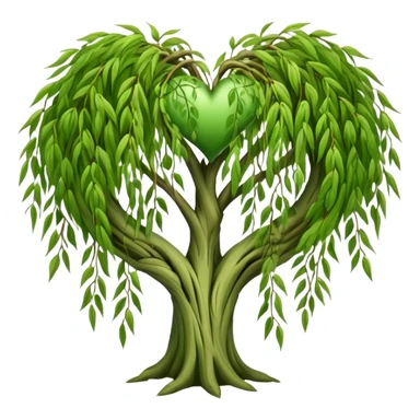 weeping willow tree hugging a heart sticker