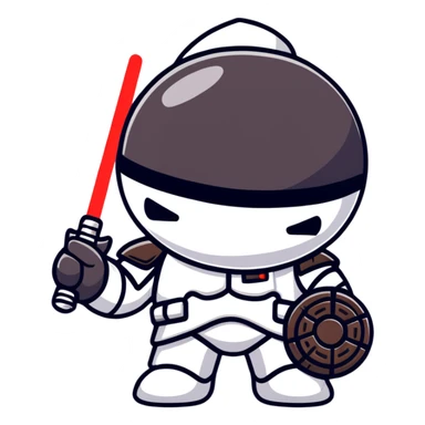 Oreo cookie dressed as Darth Vader with iconic black helmet and red lightsaber sticker