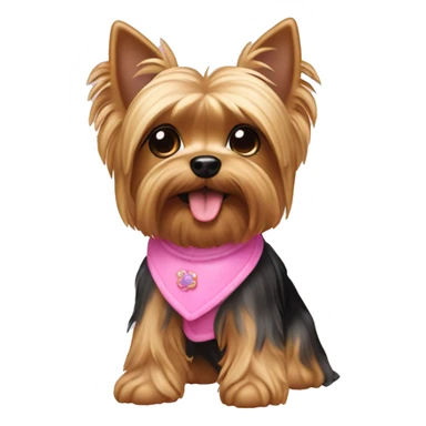 toy yorkie dog wearing pink sticker