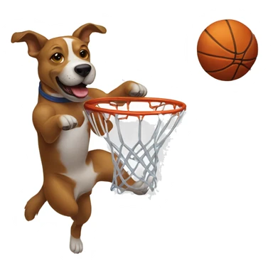 Dog dunking a basketball  sticker