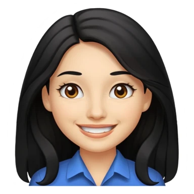 Professional woman with dimples, brown eyes, and long black hair sticker