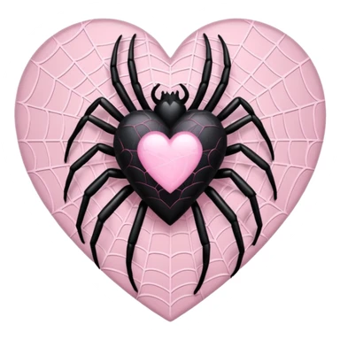 Black heart with light pink spiderwebs  sticker