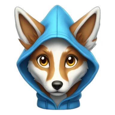 blue hooded kitsune sticker