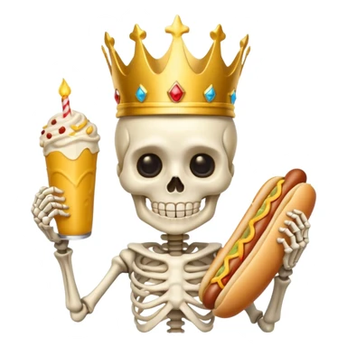 A cute skeleton wearing crown and holding hot dog





















 sticker