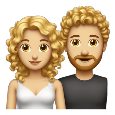 a couple of a blond curly girl with marronhaired man sticker