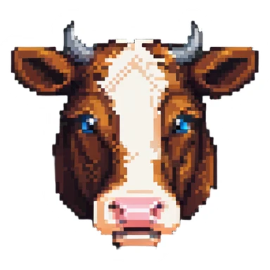 maximum blocky ultra-abstract pixel art Minecraft cow emoji with only 2-4 large square pixels sticker