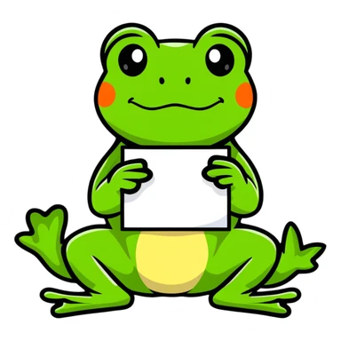 Bufo frog holding a blank sign, cartoonish sticker