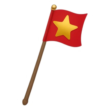 Flag with a red background and a golden Hammer and a golden circle with a golden star on the top sticker