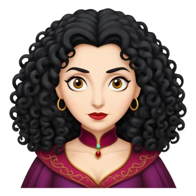 Mother Gothel villain with curly black hair sticker