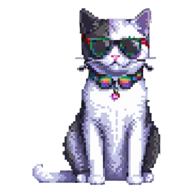 cat wearing sunglasses sitting pose sticker