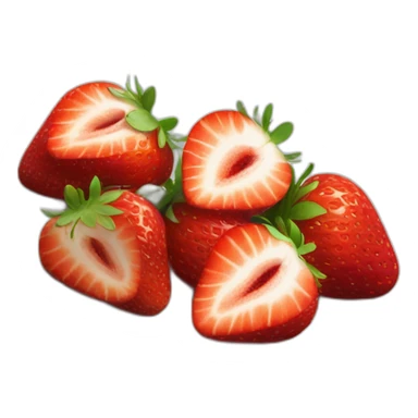 A small white plate with five strawberries sticker