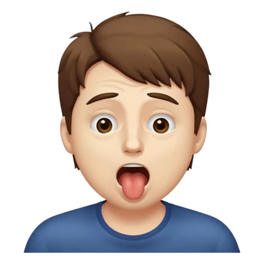 Weak man with disheveled hair, large dark circles under his eyes, and yawning sticker