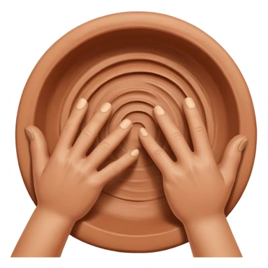 hands pressing sidewalls of clay with fingers and thumbs for shaping pottery sticker