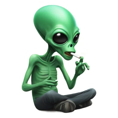 Alien smoking cigarettes  sticker