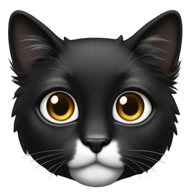 black long hair cat with black and white muzzle sticker