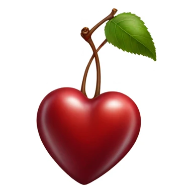 Realistic isolated heart shaped cherry without leaf sticker
