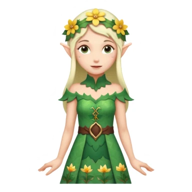 elf wearing flower pattern dress, Half Body. sticker