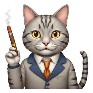 A cat with a cigar with a "classic" hand gesture. sticker