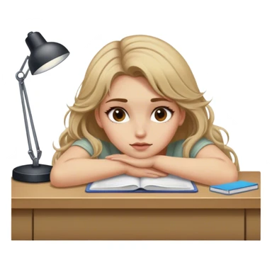 Girl wth dirty blonde hair laying on desk sticker