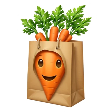 paper shopping bag with carrot. Transparent background sticker