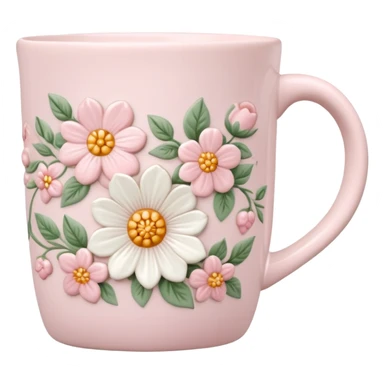 light pink small floral mug  sticker