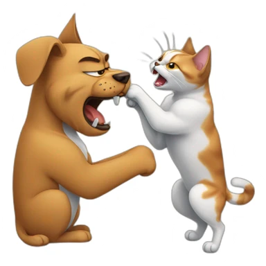 Angry cat hitting a dog with his paw sticker