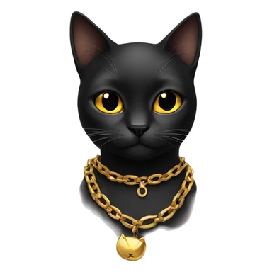 black cat wearing gold chain necklace sticker