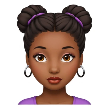 A black girl with edges and plump lips and long lashes with a bun in her hair and she looks like a baddie sticker