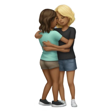 cuddling standing up two girls sticker