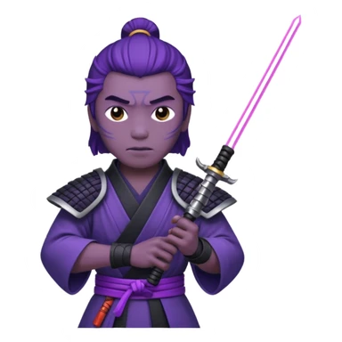 samurai with laser sword, purple sticker