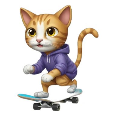 cat riding skateboard sticker
