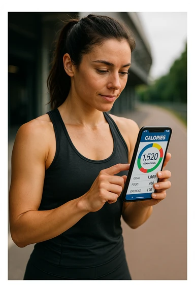 Donna sportiva che usa app contacalorie come myfitnesspal sticker