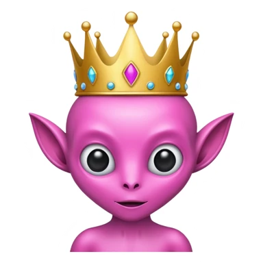 pink alien with crown sticker