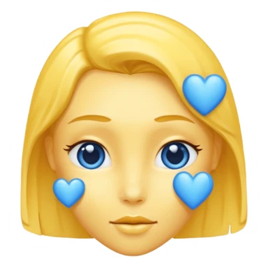 Head yelow of love with blue hearts sticker