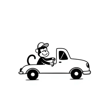 hand drawn doodle of a monkey and car sticker