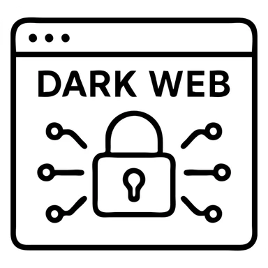 sharp clear icon of the dark web with clear lines, locked padlock surrounded by digital code sticker