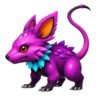 Dark bright neon colorful edgy exotic Fakémon-Pokémon-Vernid-creature sticker