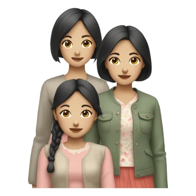Three asian sisters with cute outfits  sticker