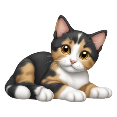 Diluted calico kitten laying down sticker