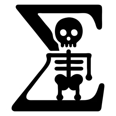 sigma skeleton, solid icon, filled black, minimal details sticker