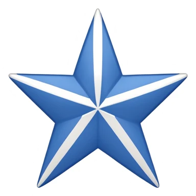 Recreate an image with a red background and a wide white diagonal stripe running from the top left corner to the bottom right corner. At the center of the white stripe, place a blue five-pointed star. sticker