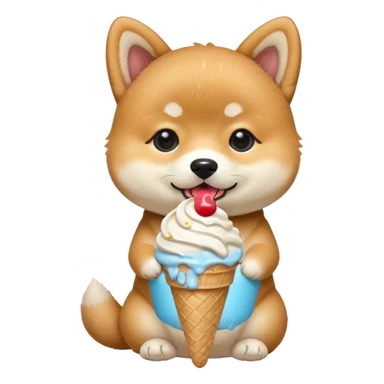 The baby shiba dog with icecream sticker