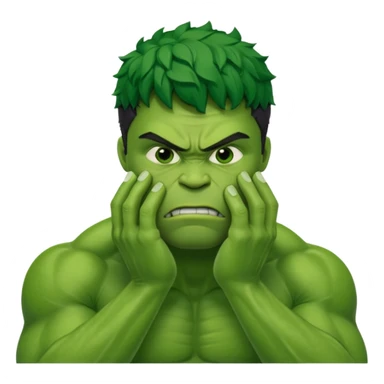 Create a man in a Hulk costume with a hand on his face (disappointment) sticker