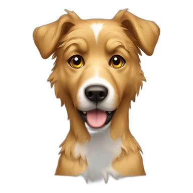 messy fur mixed breed brown eyes full yellow funny dog sticker