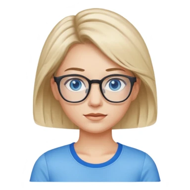 Bionda occhi celesti occhiali pantaloncini top sticker