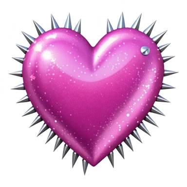 pink glittery heart with chrome spikes sticker